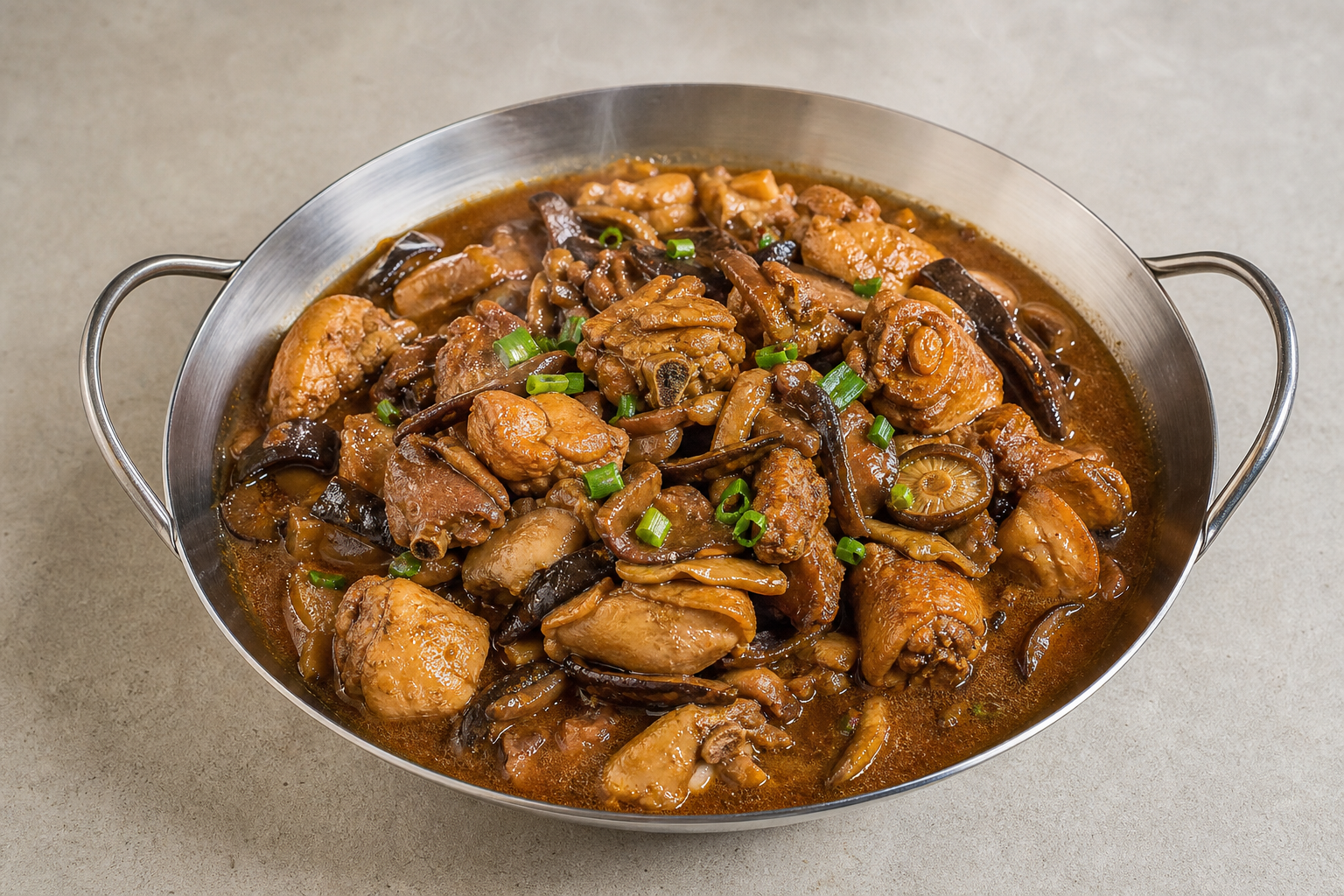 Signature Northeast Chinese chicken stew with mushrooms — China dish