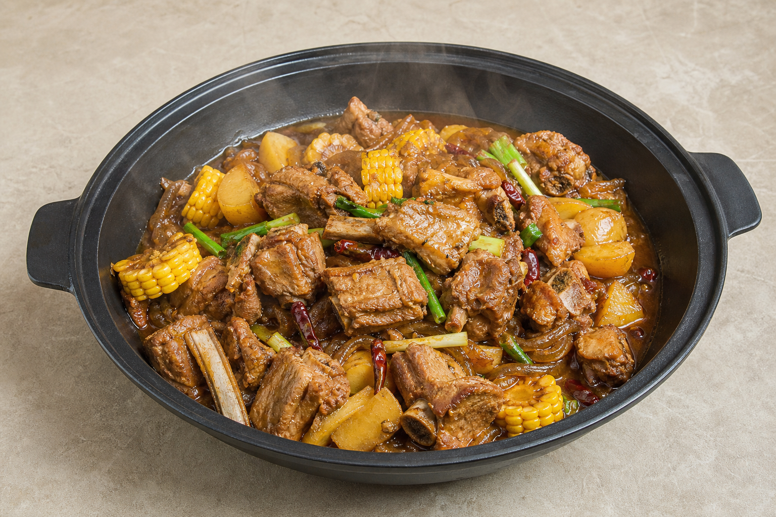 Northeast Chinese iron pot stew pork ribs P10 — China dish