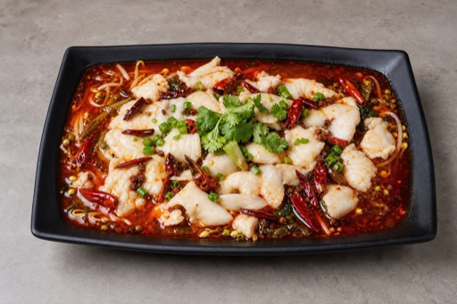 Sichuan chili oil boiled fish fillet P02 — Cina piatto