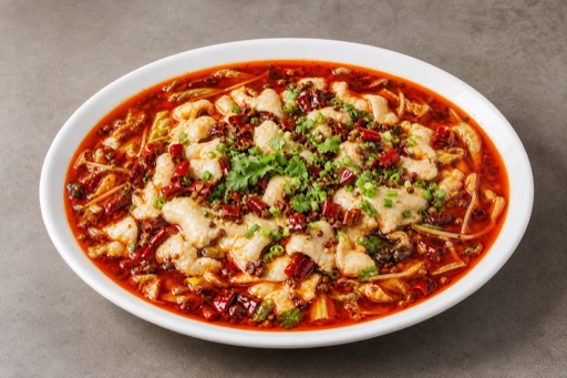 Sichuan chili oil boiled fish fillet P03 — Cina piatto