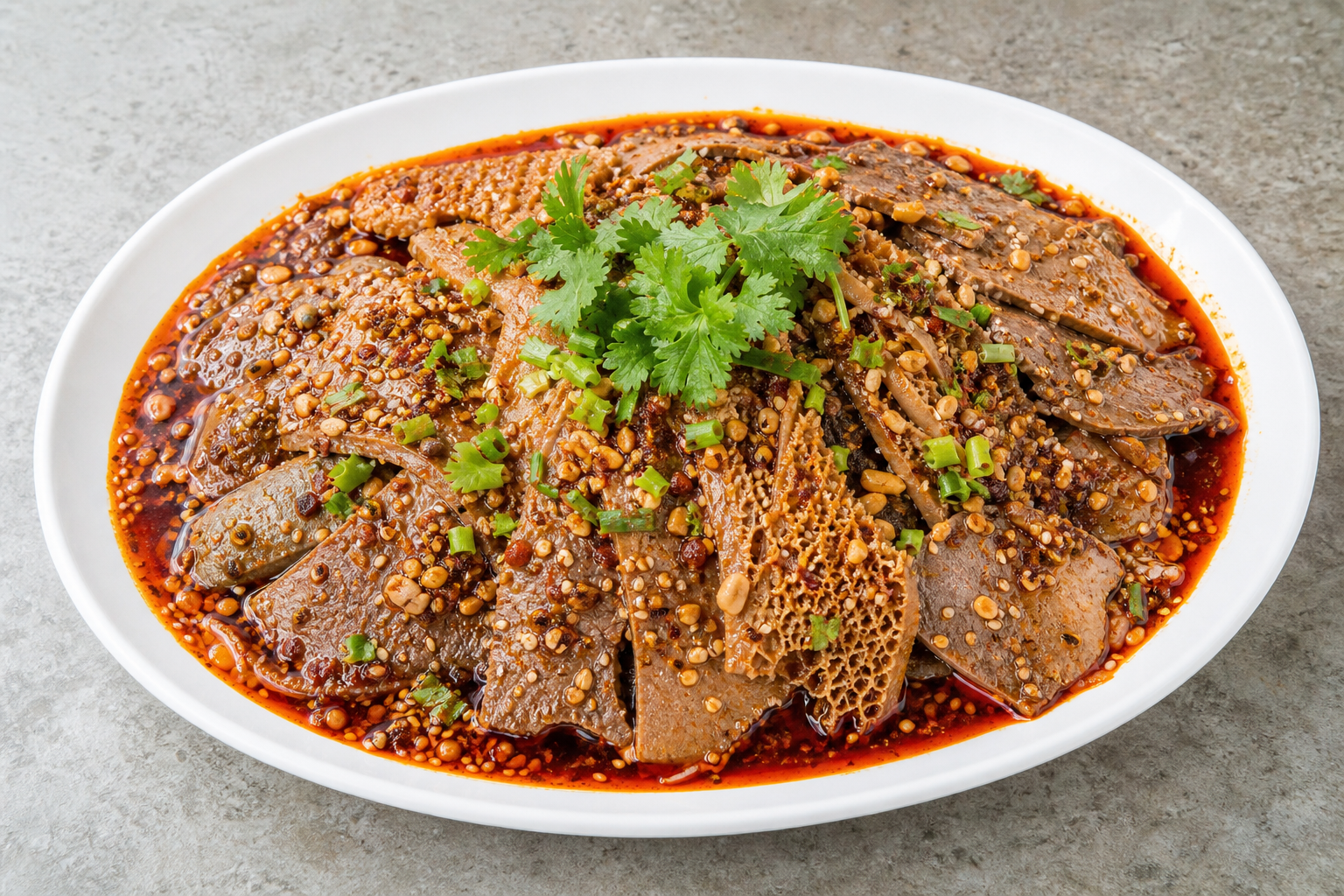 Sliced beef and offal in chili sauce P03 — China dish