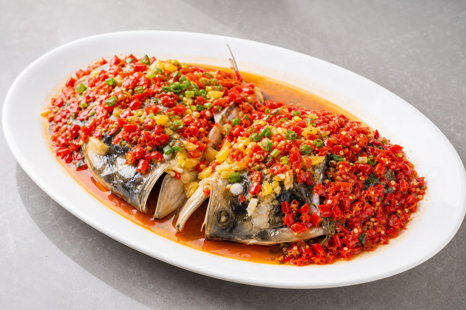 Steamed fish head with chopped chili P02 — China dish
