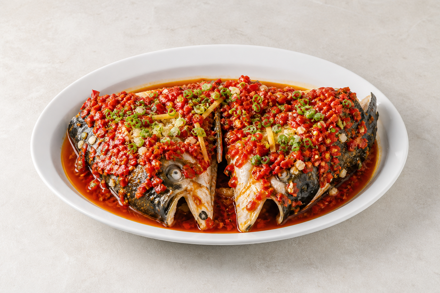 Steamed fish head with chopped chili P08 — China dish