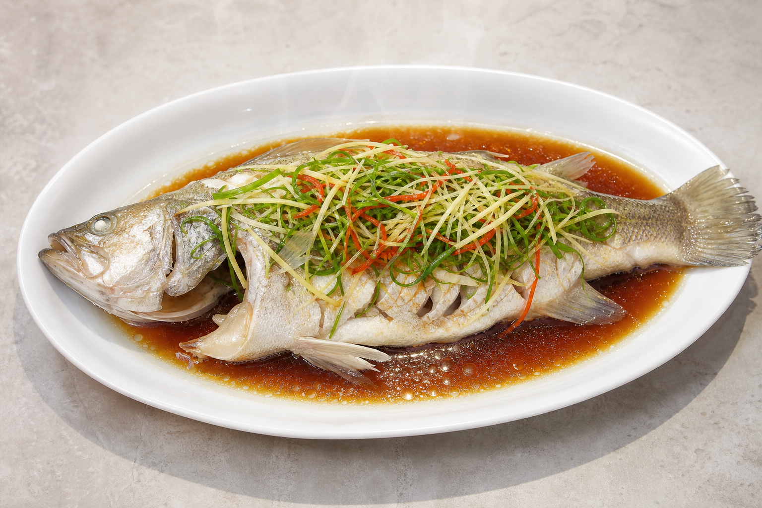 Steamed sea bass P03 — China dish