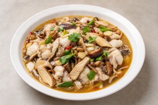 Yunnan wild mushroom fish P01 — China dish