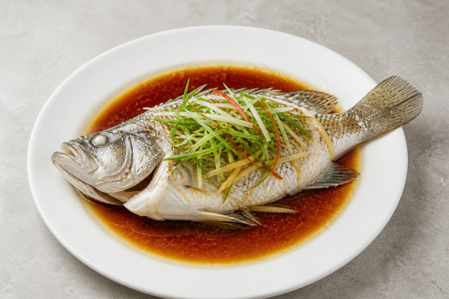Photorealistic Steamed fish with soy sauce P01 food image by VDAMO