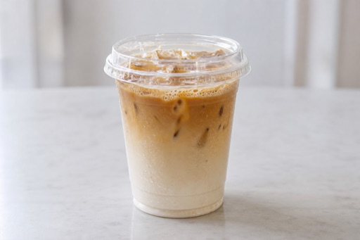 Photorealistic oat milk coconut latte P01 food image by VDAMO