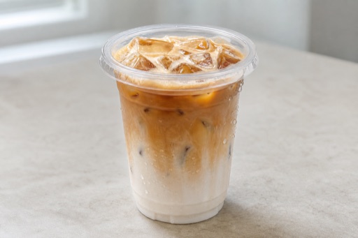 Photorealistic oat milk coconut latte P06 food image by VDAMO