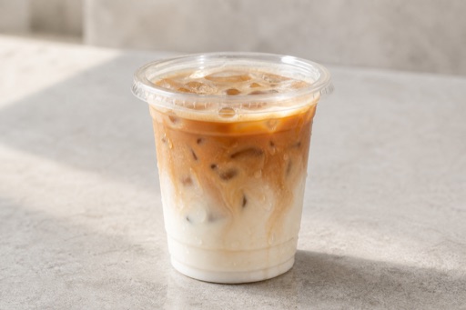 Photorealistic oat milk coconut latte P08 food image by VDAMO