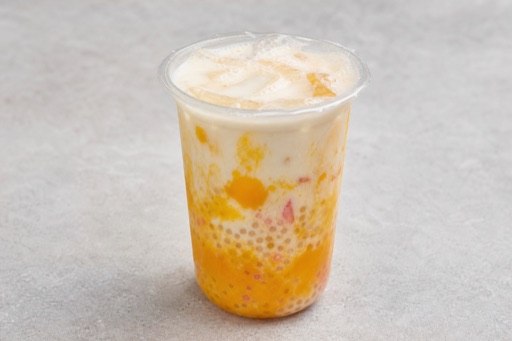 Photorealistic oat milk mango pomelo sago P02 food image by VDAMO