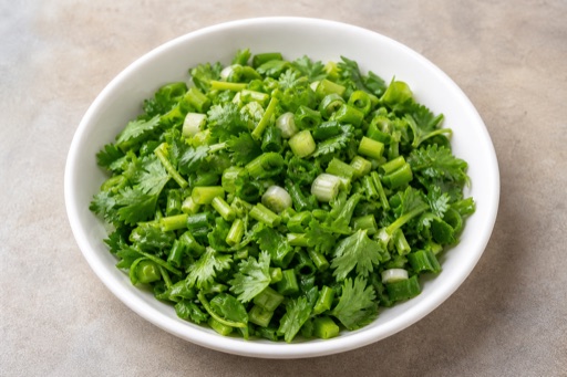 Photorealistic mala hot pot coriander scallion dip add-on P04 food image by VDAMO