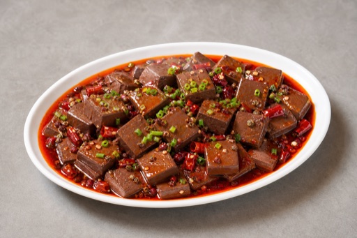 Photorealistic mala hot pot duck blood cubes add-on P03 food image by VDAMO