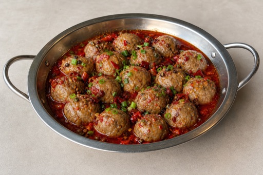 Photorealistic mala hot pot juicy beef balls add-on P05 food image by VDAMO
