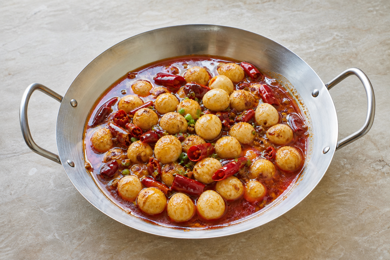 Photorealistic mala hot pot quail eggs add-on P05 food image by VDAMO