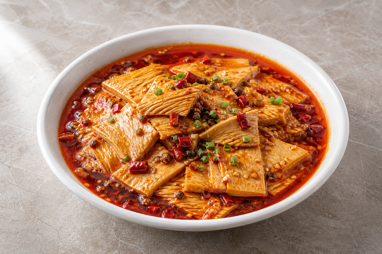 Photorealistic mala hot pot thousand layer tofu add-on P04 food image by VDAMO