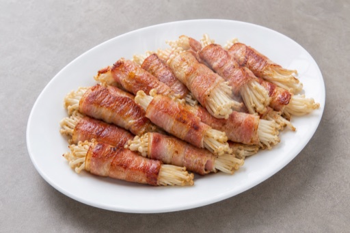 Photorealistic bacon enoki rolls P03 food image by VDAMO