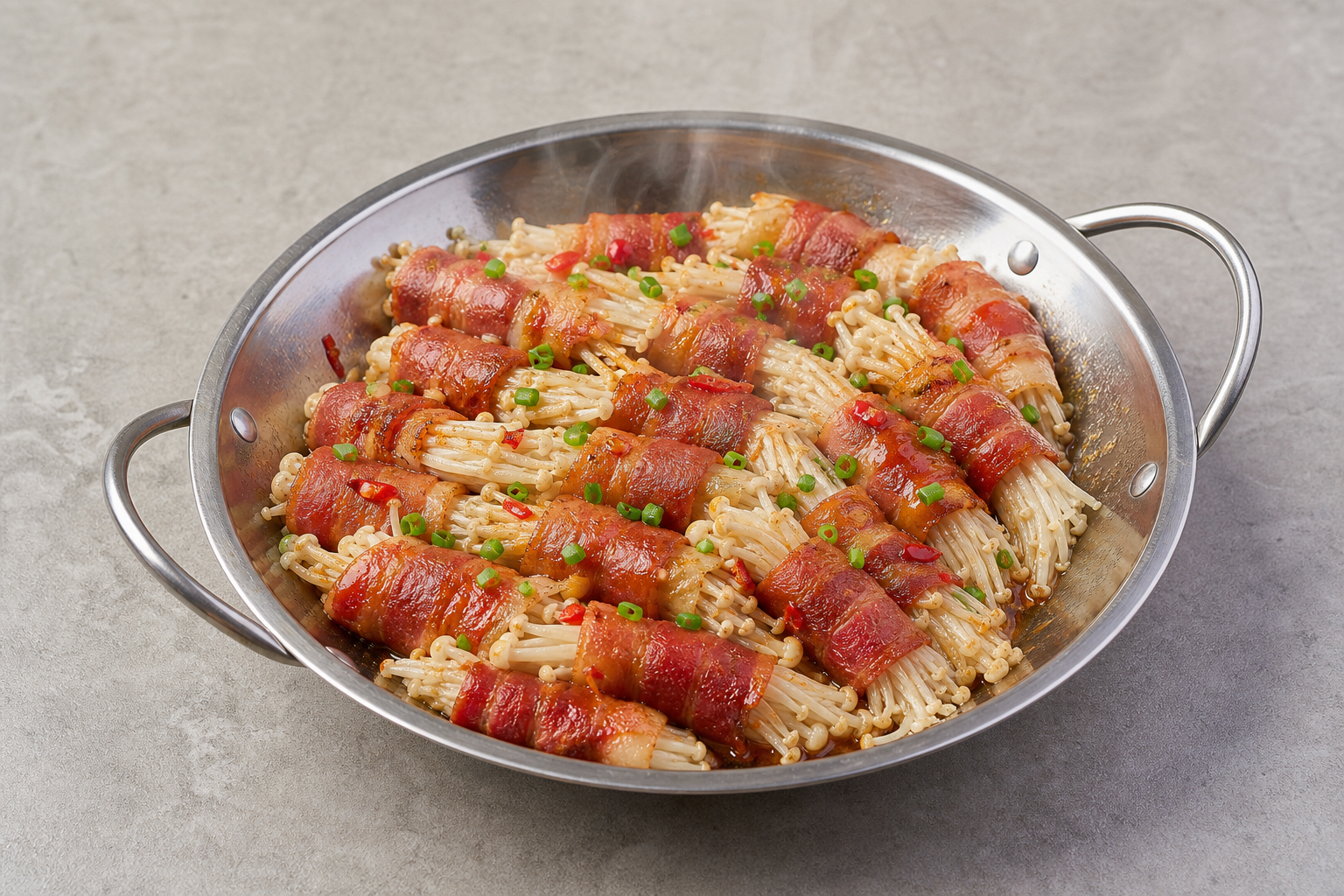bacon enoki rolls P05 — China dish