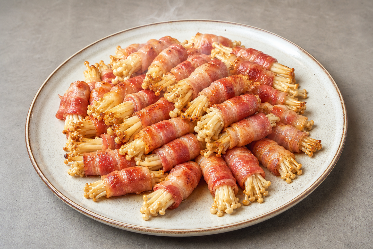 bacon enoki rolls P10 — China dish