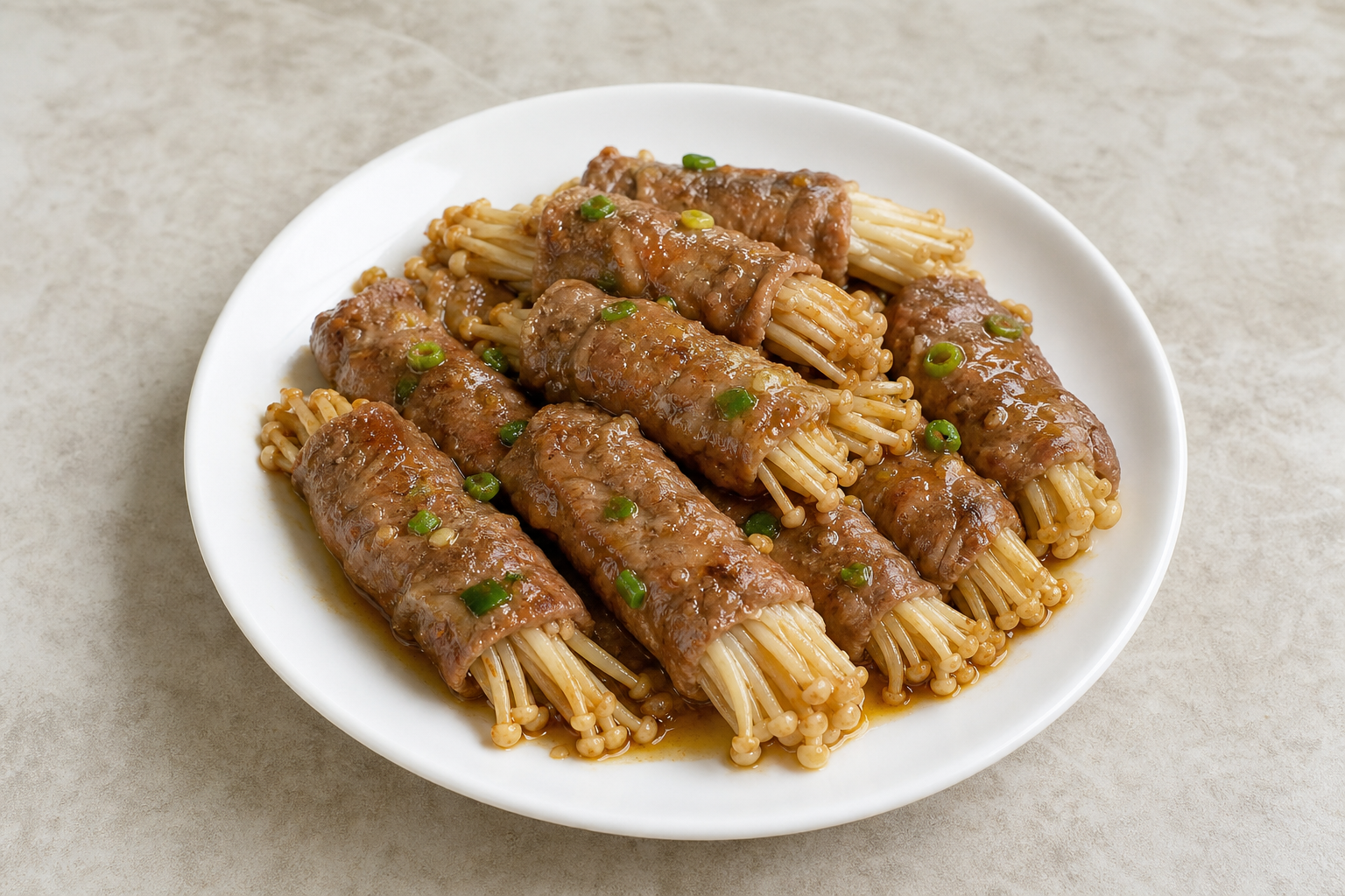 beef enoki rolls P09 — China dish