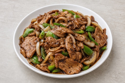 Photorealistic black pepper pork slices P04 food image by VDAMO