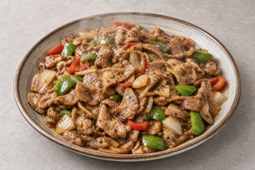 Photorealistic black pepper pork slices P10 food image by VDAMO