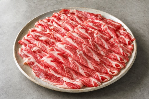 Photorealistic Chengdu hot pot fresh fatty beef slices add-on P10 food image by VDAMO