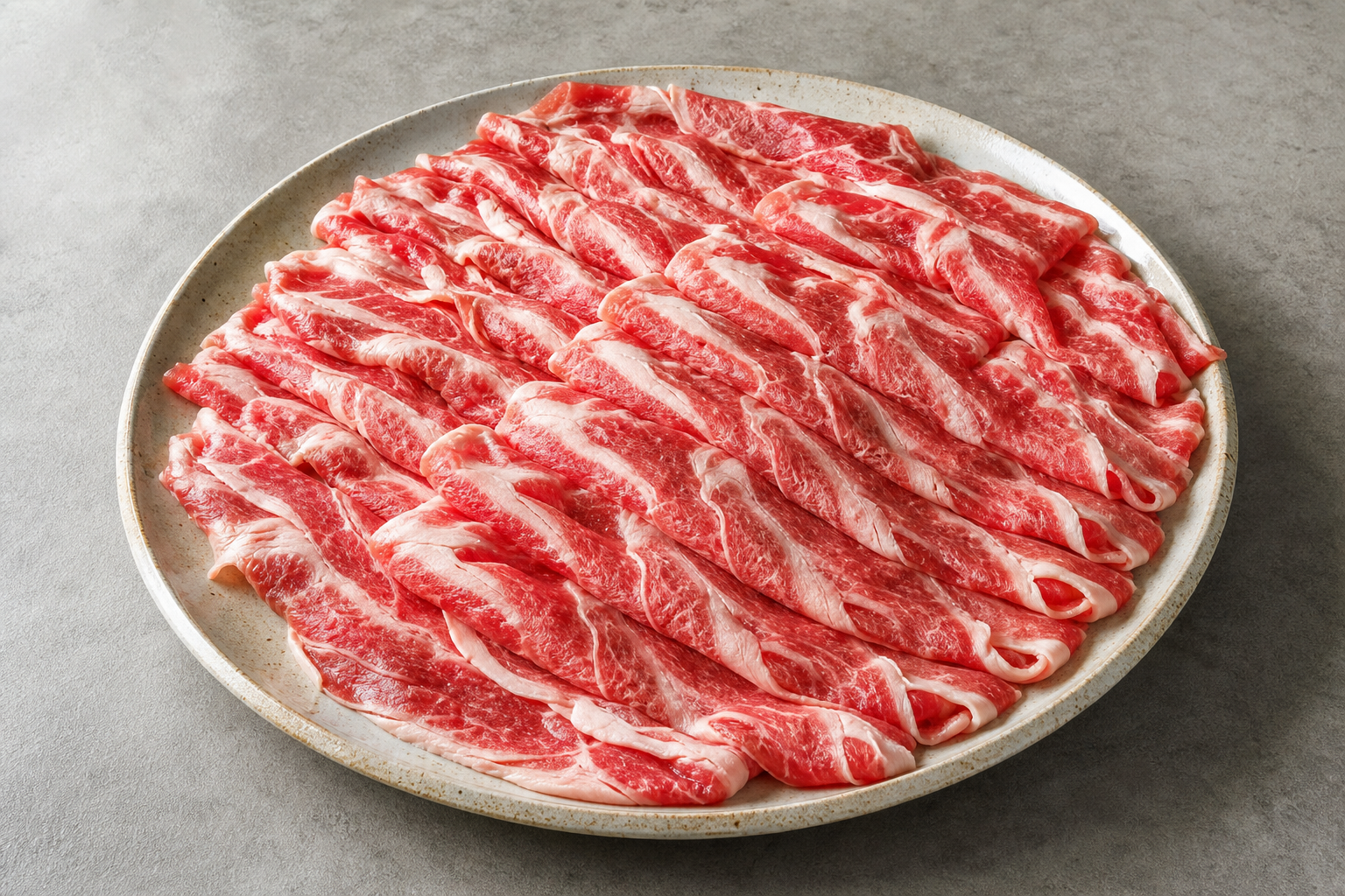 Photorealistic Chengdu hot pot fresh fatty beef slices add-on P10 food image by VDAMO