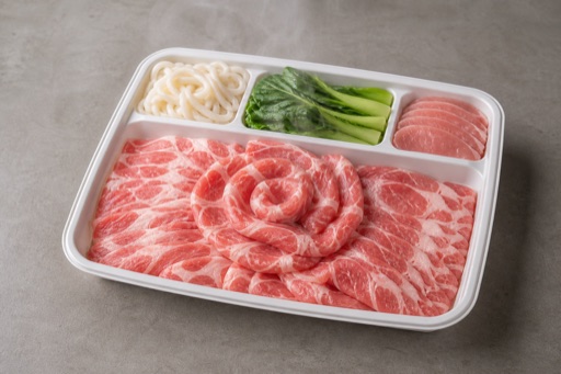 Photorealistic clear broth hot pot pork shoulder slices add-on P08 food image by VDAMO