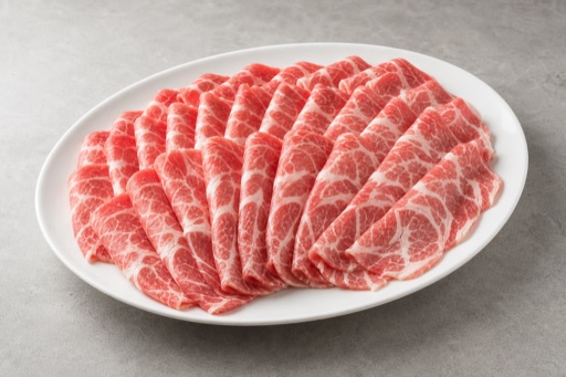 Photorealistic dual broth hot pot pork shoulder slices add-on P03 food image by VDAMO