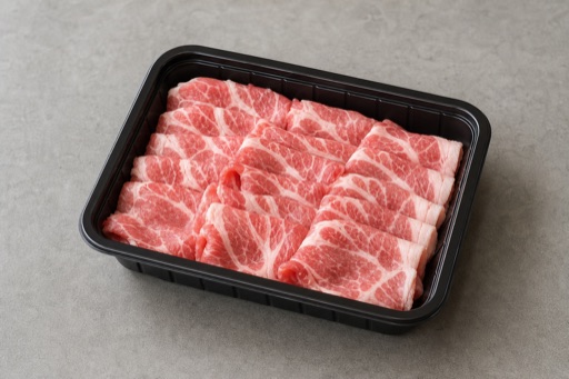 Photorealistic dual broth hot pot pork shoulder slices add-on P06 food image by VDAMO