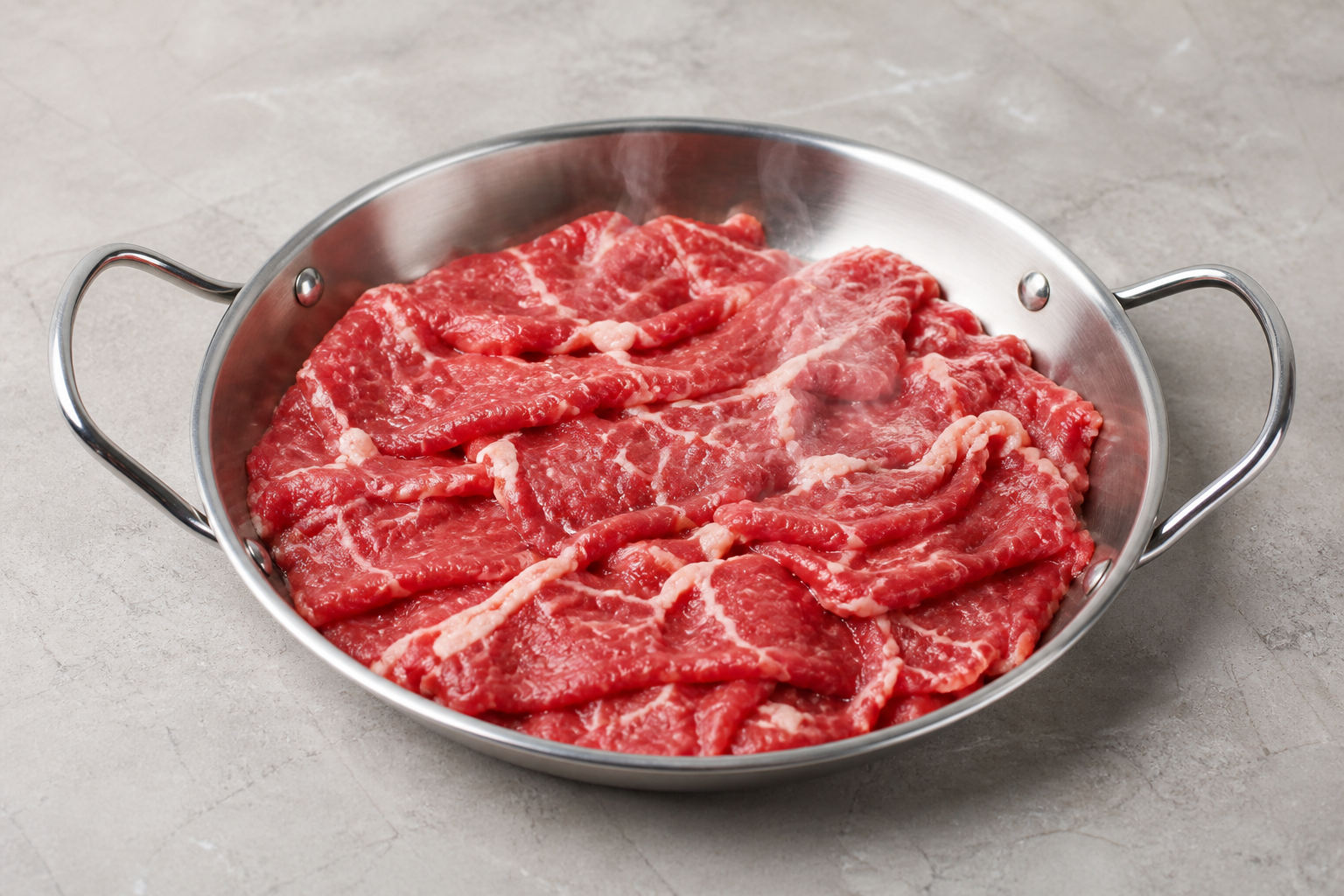 Photorealistic individual hot pot spoon meat beef slices add-on P05 food image by VDAMO