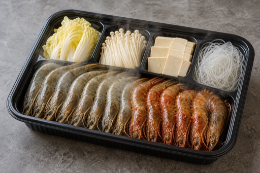 dual broth hot pot prawn add-on P08 — China dish
