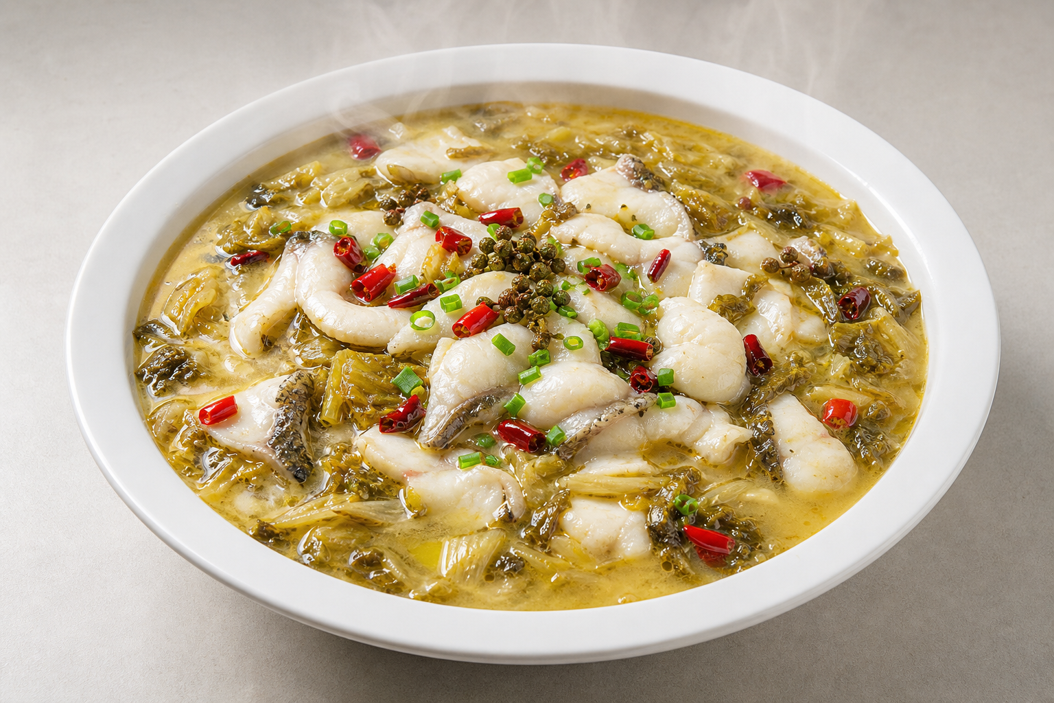 Photorealistic bone broth pickled cabbage fish hot pot broth P01 food image by VDAMO