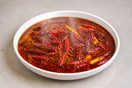 Photorealistic 招牌 Chongqing beef tallow mala hot pot broth P04 food image by VDAMO
