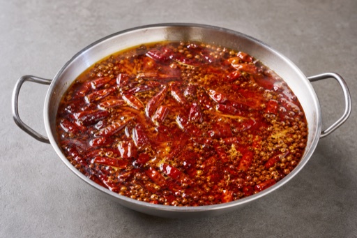 Photorealistic 招牌 Chongqing beef tallow mala hot pot broth P05 food image by VDAMO