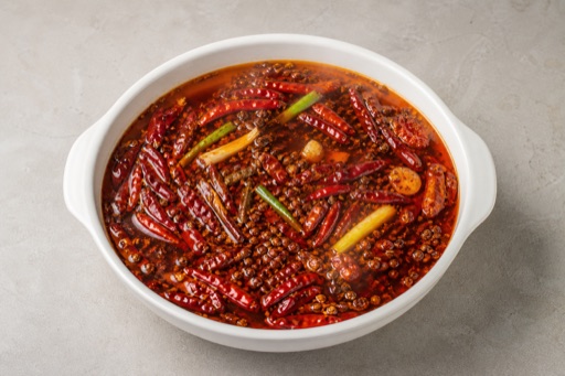 Photorealistic 招牌 Chongqing beef tallow mala hot pot broth P09 food image by VDAMO