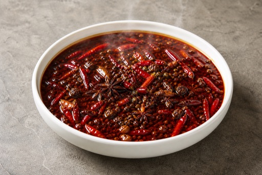 Photorealistic Chongqing beef tallow mala hot pot soup base P04 food image by VDAMO