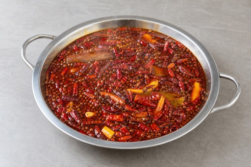 Photorealistic Chongqing beef tallow mala hot pot soup base P05 food image by VDAMO