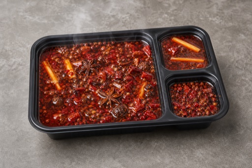 Photorealistic Chongqing beef tallow mala hot pot soup base P08 food image by VDAMO