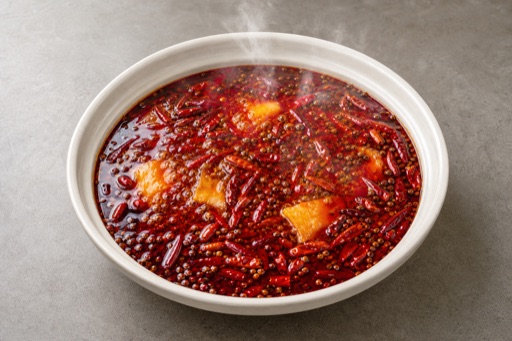 classic Sichuan Chongqing beef tallow hot pot broth food image by VDAMO