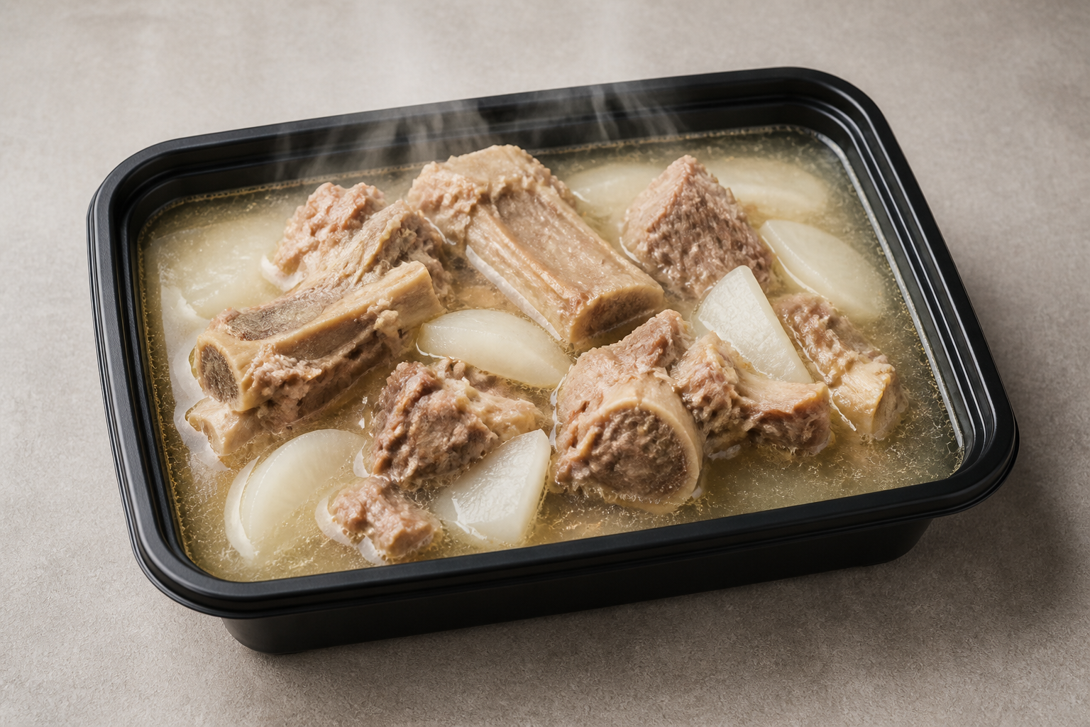 Photorealistic clean strained Chaoshan beef bone hot pot broth P06 food image by VDAMO