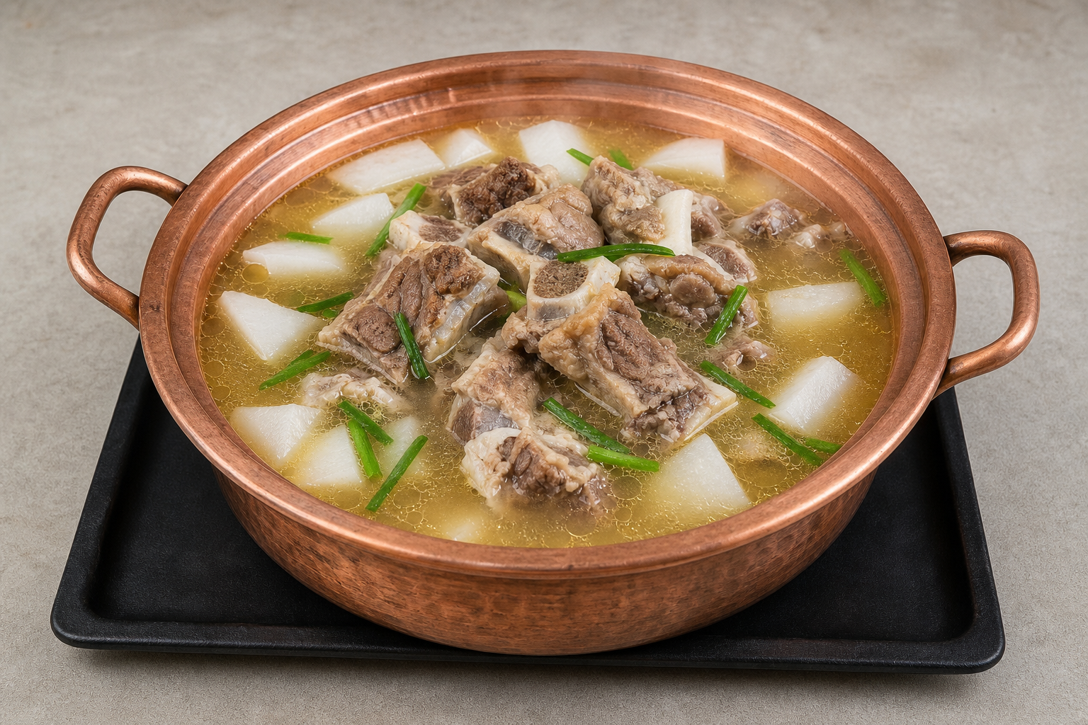 Photorealistic copper pot Chaoshan beef bone hot pot broth P02 food image by VDAMO