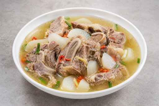 Photorealistic fresh spicy Chaoshan beef bone hot pot broth P04 food image by VDAMO