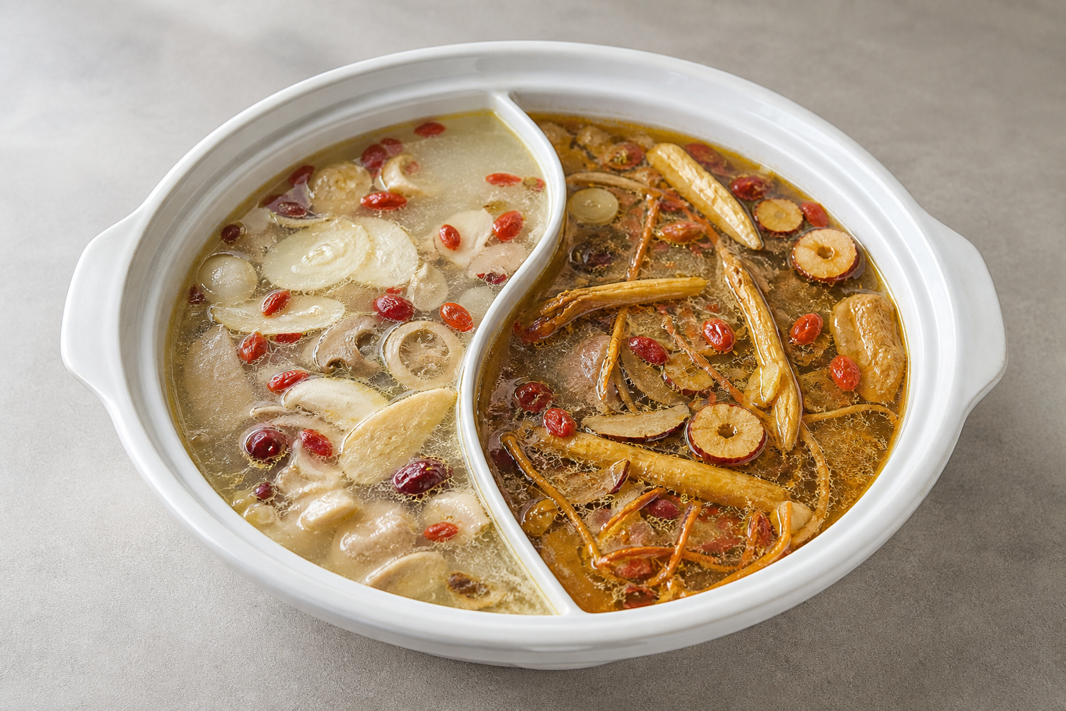 half-and-half side Chinese herbal nourishing hot pot broth P04 — China ingredient