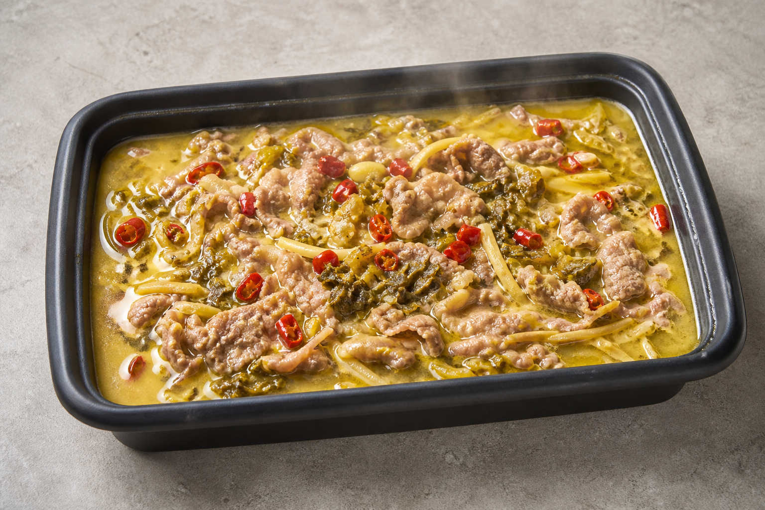 Photorealistic Sour soup beef hot pot base P02 food image by VDAMO