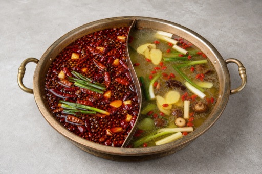 Photorealistic Yinyang dual hot pot soup base P08 food image by VDAMO