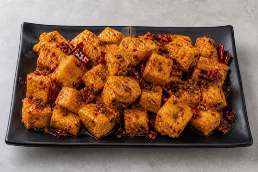 mala hot pot fried tofu cubes add-on P02 — China dish