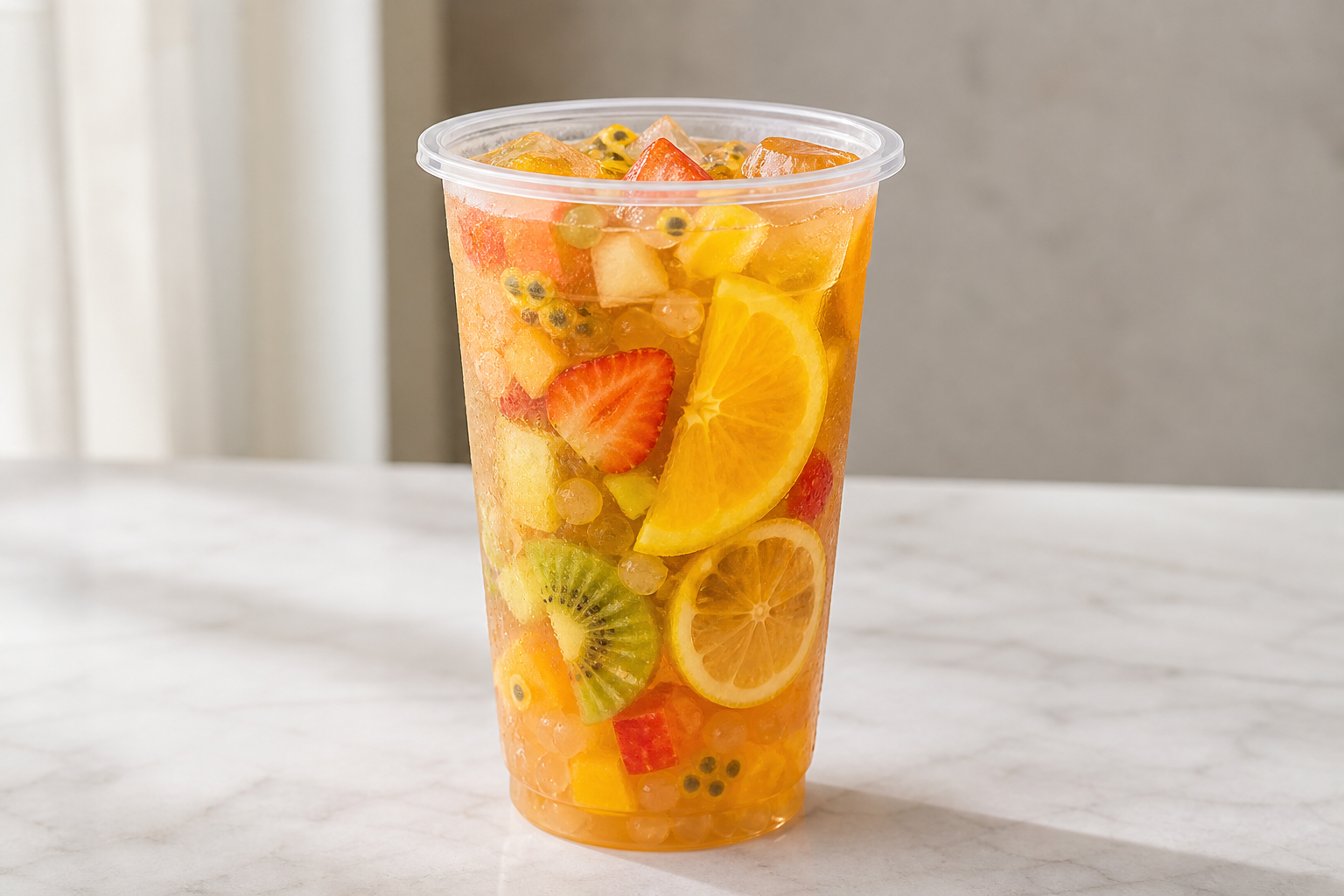 agar pearls mixed fruit tea P07 — China dish