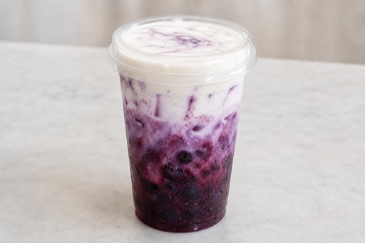 Photorealistic blueberry cheese foam tea P08 food image by VDAMO