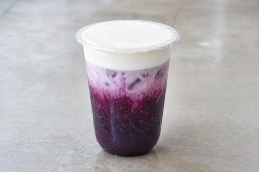 Photorealistic mulberry cheese foam tea P02 food image by VDAMO